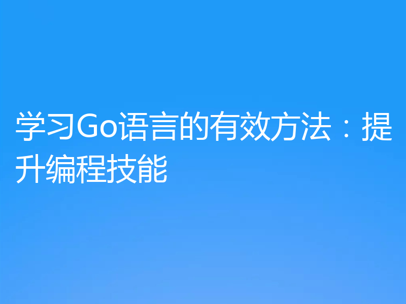 学习Go语言的有效方法:提升编程技能