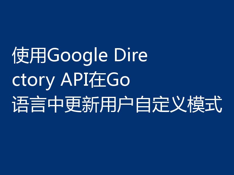 使用Google Directory API在Go语言中更新用户自定义模式