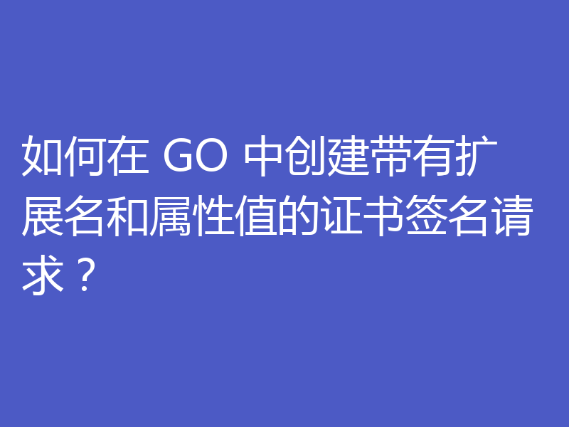 如何在 GO 中创建带有扩展名和属性值的证书签名请求?