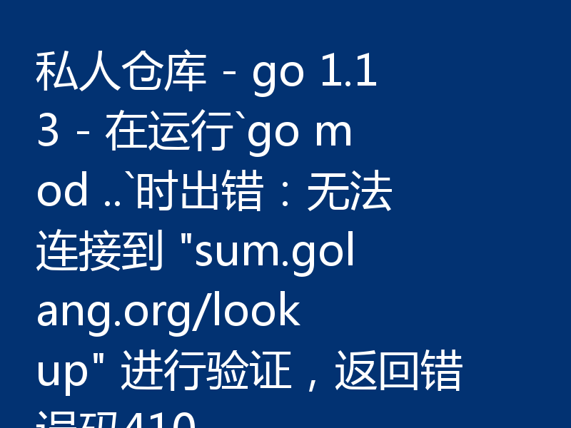 私人仓库 - go 1.13 - 在运行`go mod ..`时出错:无法连接到