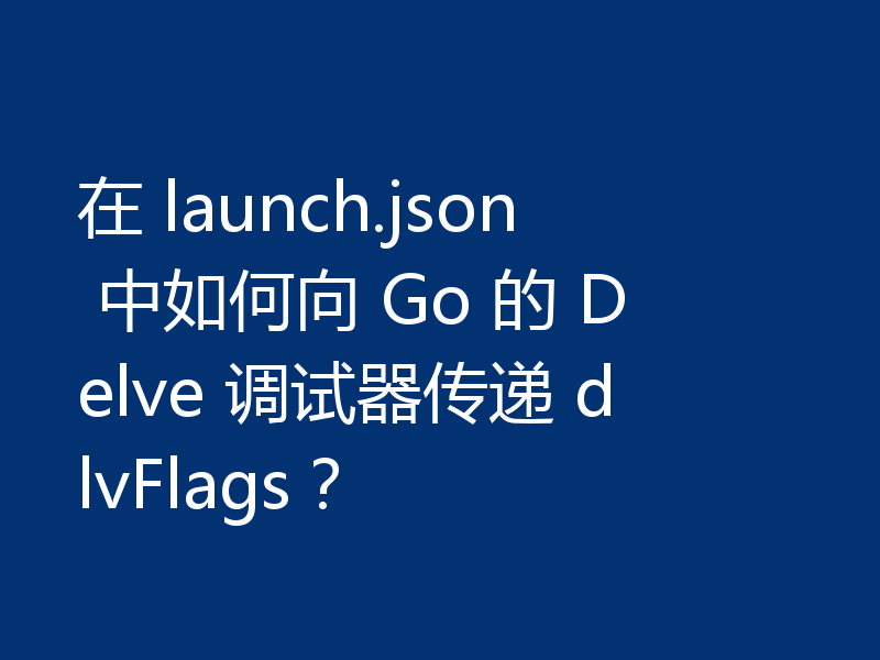 在 launch.json 中如何向 Go 的 Delve 调试器传递 dlvFlags?