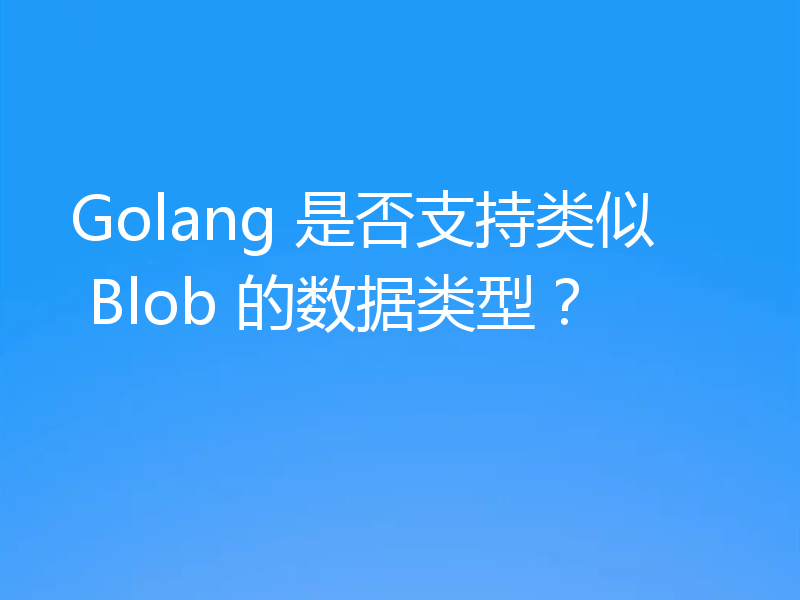 Golang 是否支持类似 Blob 的数据类型?