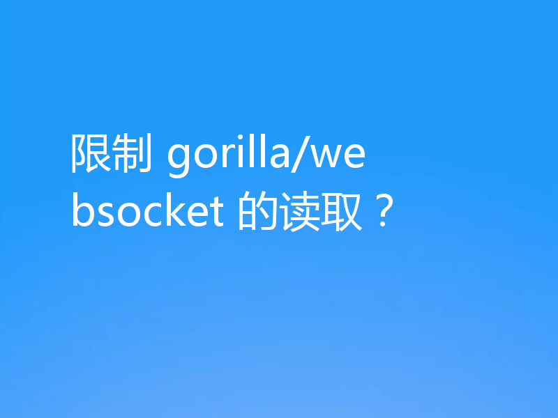 限制 gorilla/websocket 的读取?
