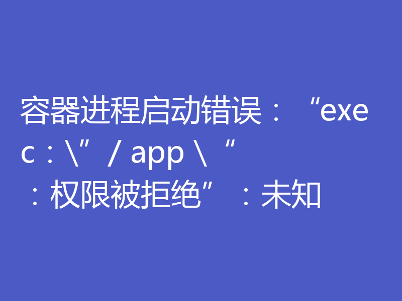 容器进程启动错误:“exec:\”/ app \“:权限被拒绝”:未知