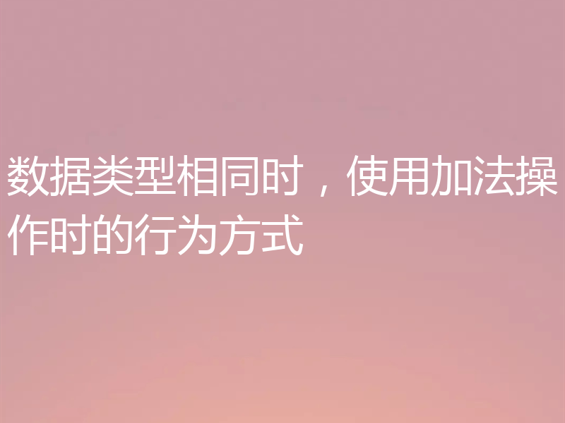 数据类型相同时,使用加法操作时的行为方式
