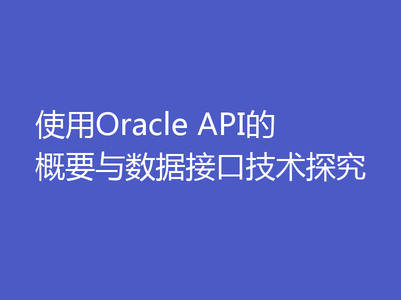 使用Oracle API的概要与数据接口技术探究