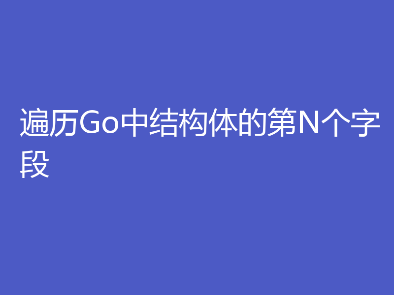 遍历Go中结构体的第N个字段