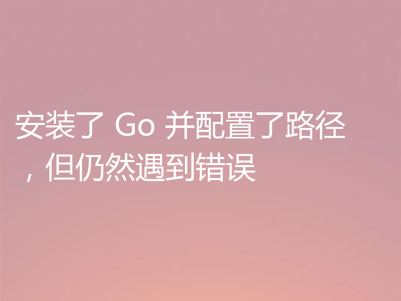安装了 Go 并配置了路径,但仍然遇到错误