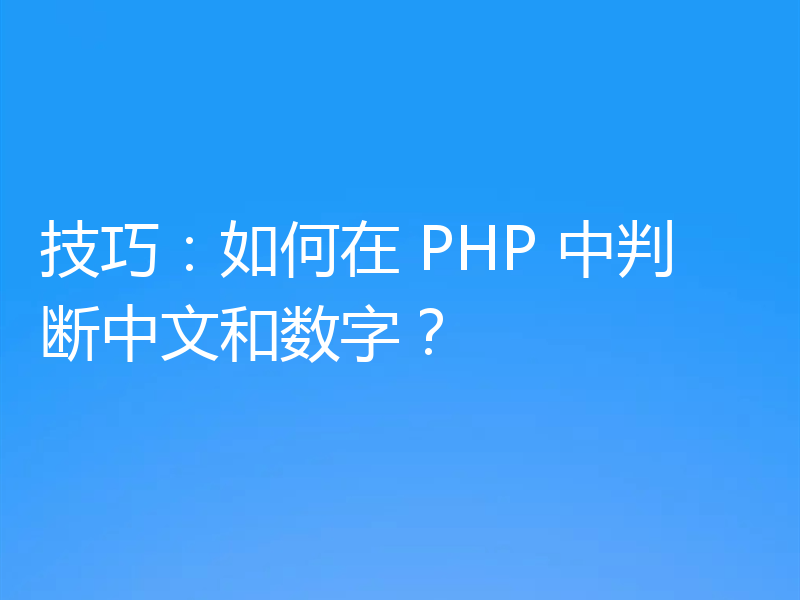 技巧:如何在 PHP 中判断中文和数字?