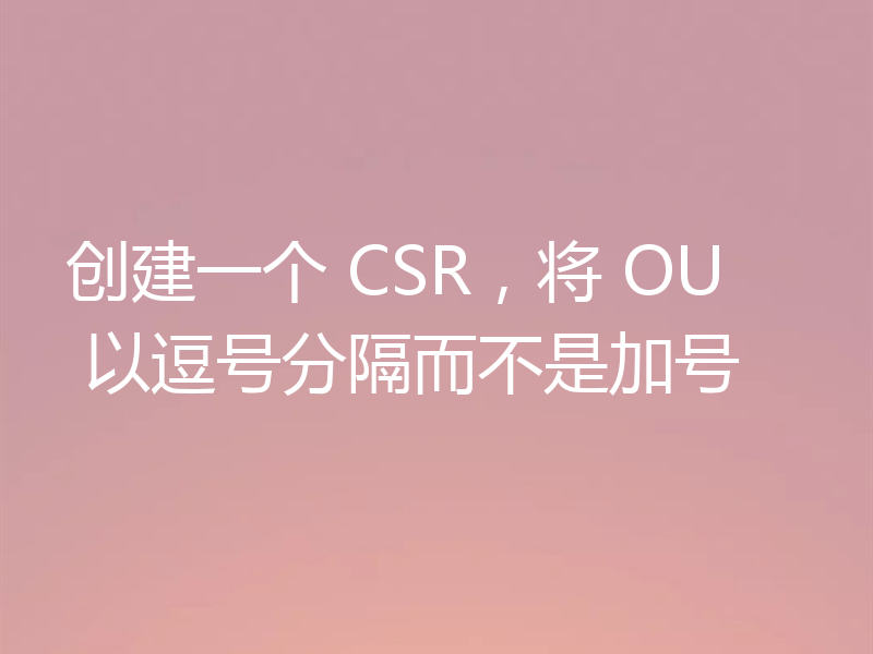 创建一个 CSR,将 OU 以逗号分隔而不是加号