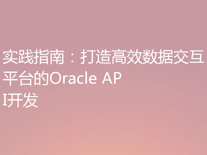 实践指南:打造高效数据交互平台的Oracle API开发