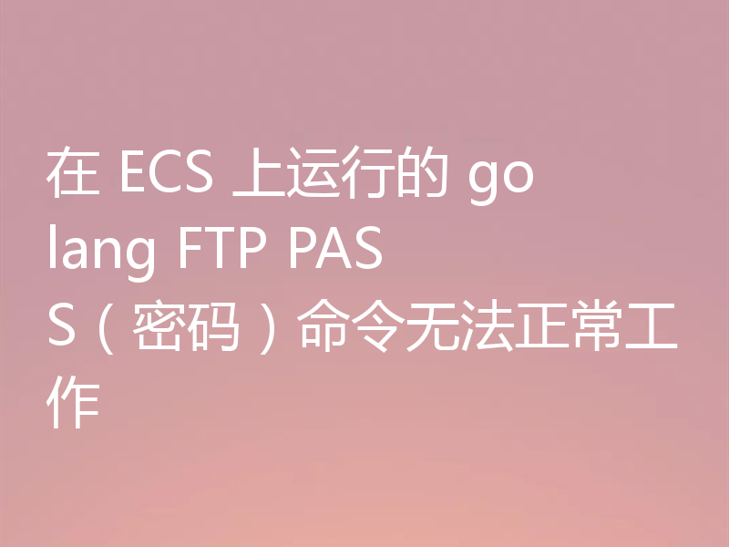 在 ECS 上运行的 golang FTP PASS(密码)命令无法正常工作