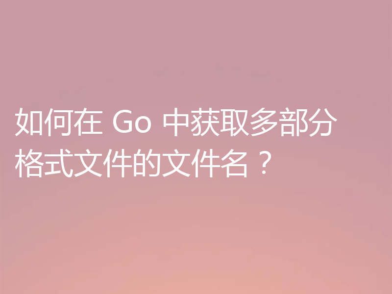 如何在 Go 中获取多部分格式文件的文件名?