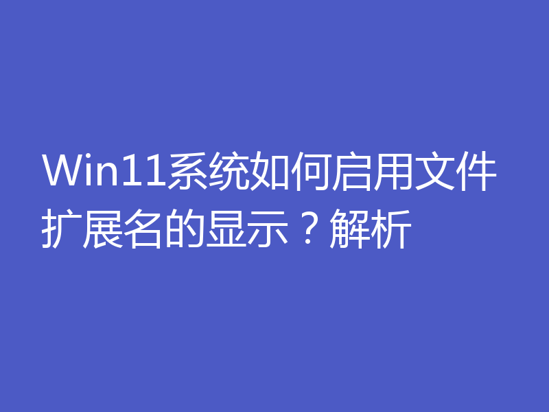 Win11系统如何启用文件扩展名的显示?解析