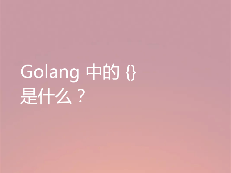Golang 中的 {} 是什么?