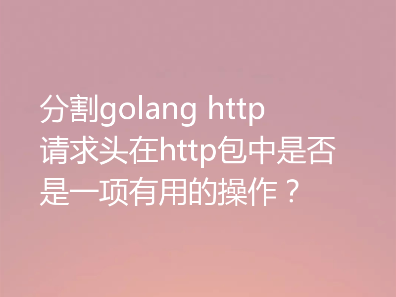 分割golang http请求头在http包中是否是一项有用的操作?