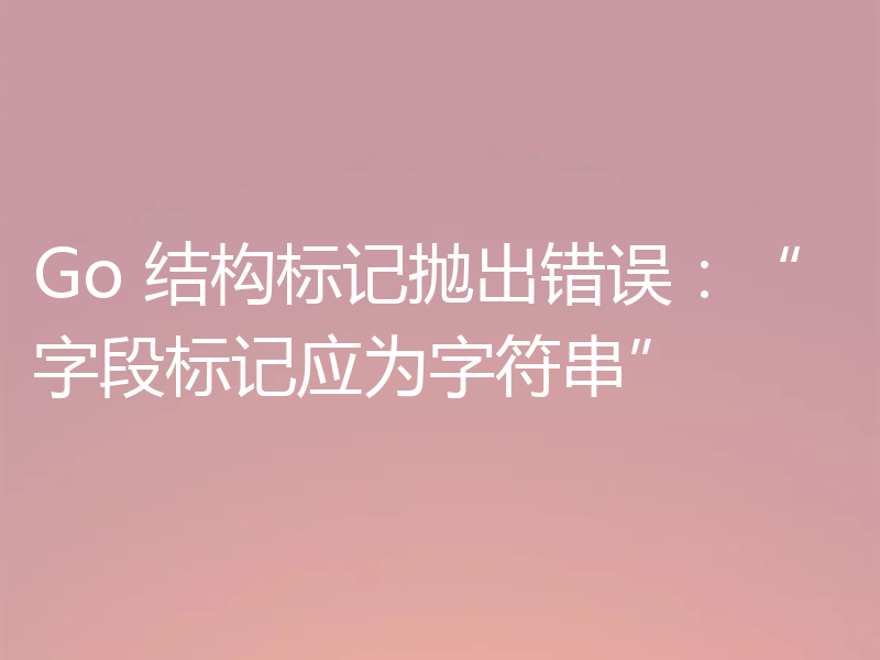 Go 结构标记抛出错误:“字段标记应为字符串”