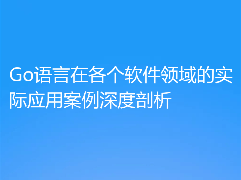 Go语言在各个软件领域的实际应用案例深度剖析