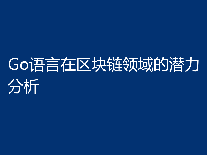 Go语言在区块链领域的潜力分析