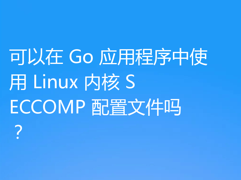 可以在 Go 应用程序中使用 Linux 内核 SECCOMP 配置文件吗?