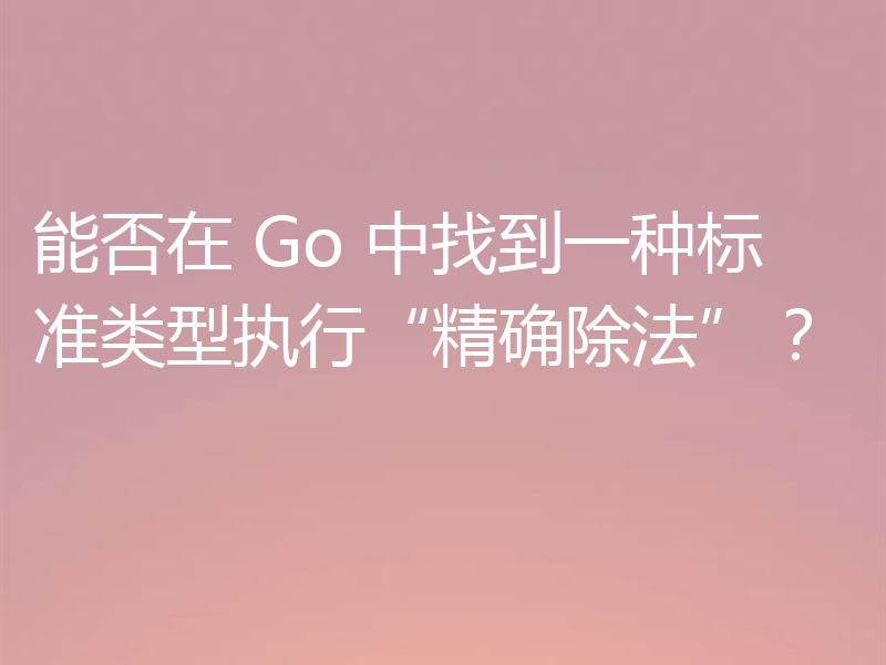 能否在 Go 中找到一种标准类型执行“精确除法”?