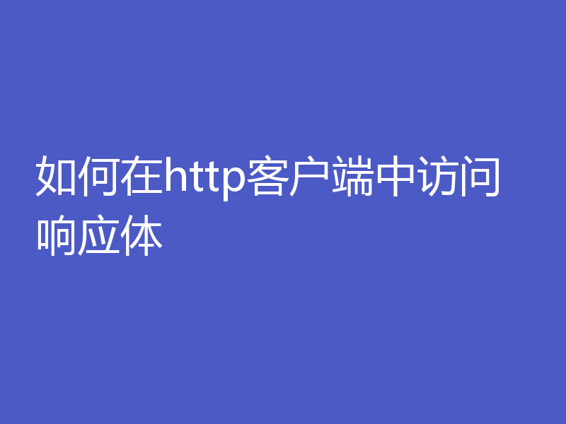 如何在http客户端中访问响应体