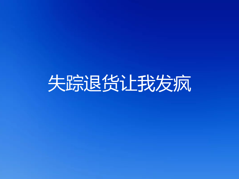 失踪退货让我发疯