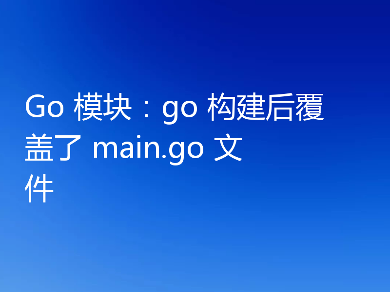 Go 模块:go 构建后覆盖了 main.go 文件