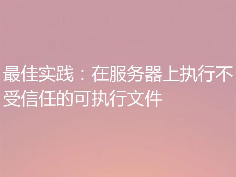 最佳实践:在服务器上执行不受信任的可执行文件