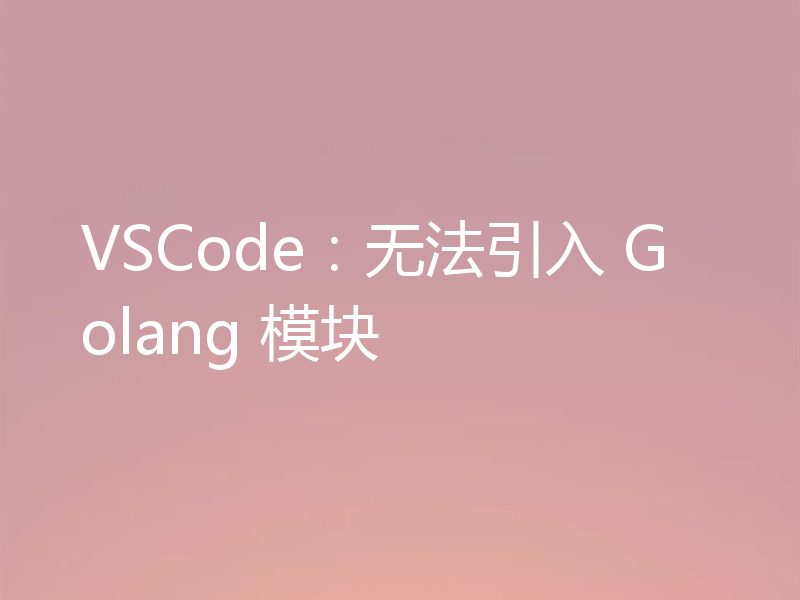 VSCode:无法引入 Golang 模块