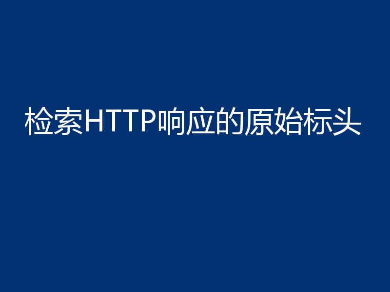 检索HTTP响应的原始标头