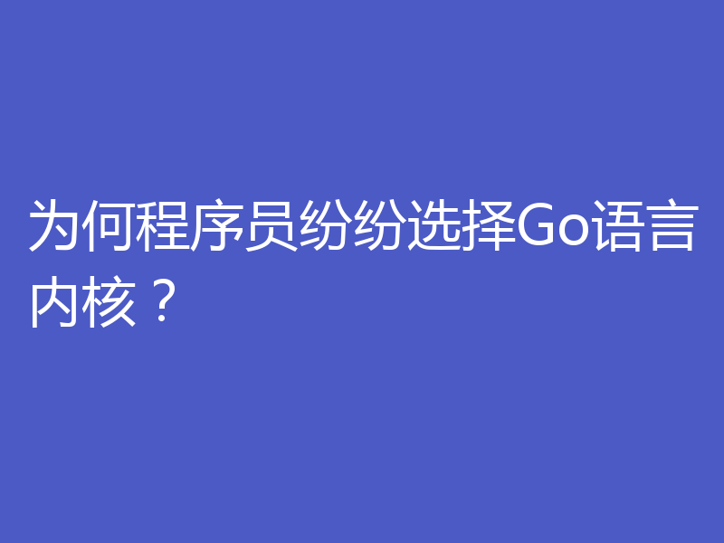 为何程序员纷纷选择Go语言内核？