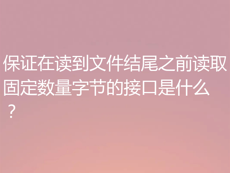 保证在读到文件结尾之前读取固定数量字节的接口是什么?