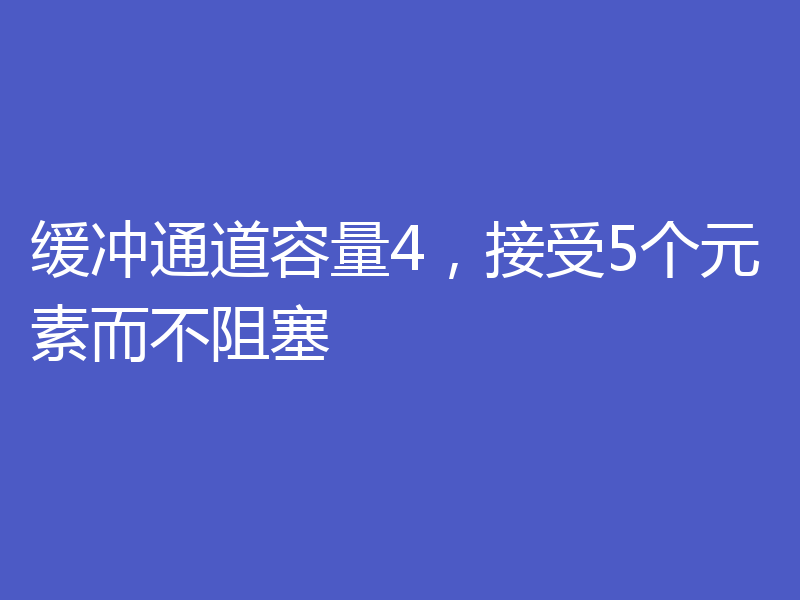 缓冲通道容量4,接受5个元素而不阻塞