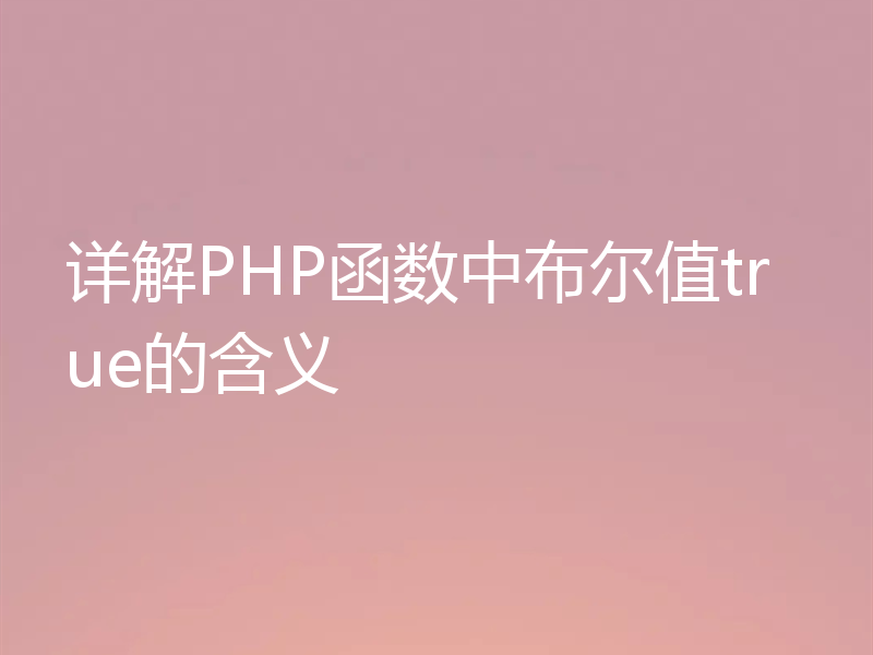详解PHP函数中布尔值true的含义
