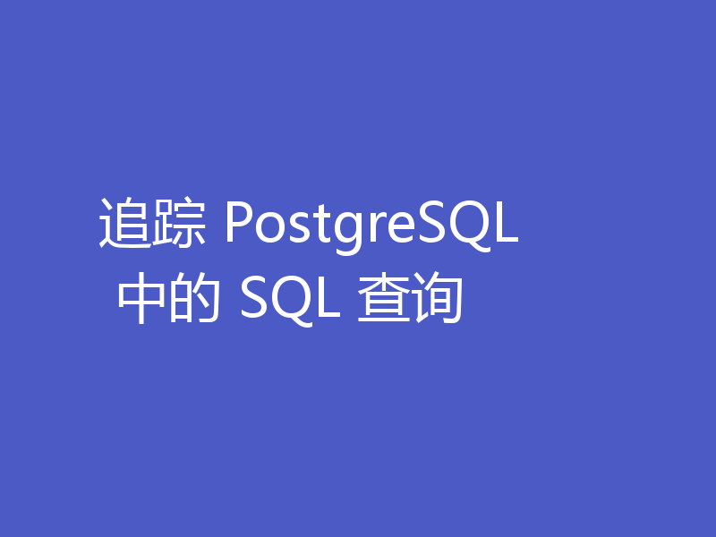 追踪 PostgreSQL 中的 SQL 查询