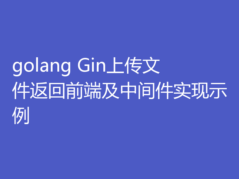 golang Gin上传文件返回前端及中间件实现示例