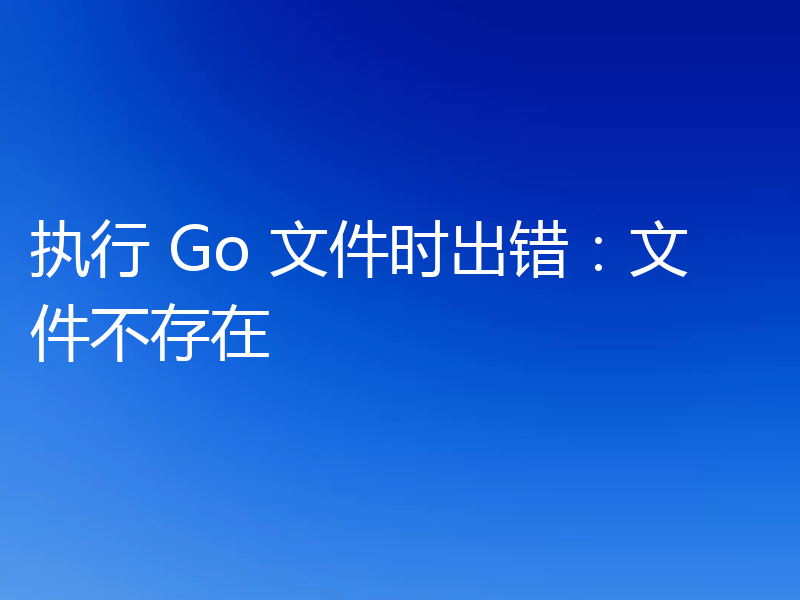 执行 Go 文件时出错:文件不存在