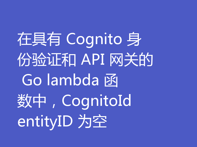 在具有 Cognito 身份验证和 API 网关的 Go lambda 函数中,CognitoIdentityID 为空