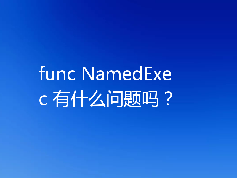 func NamedExec 有什么问题吗?