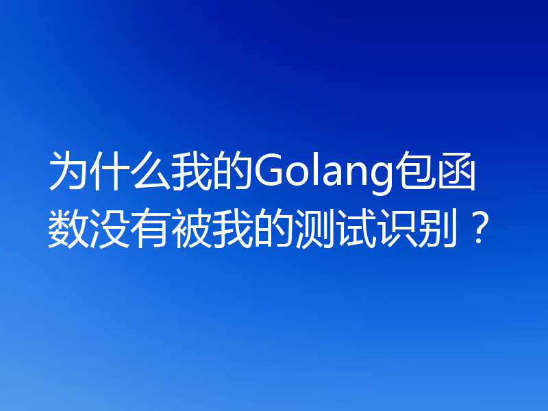 为什么我的Golang包函数没有被我的测试识别?