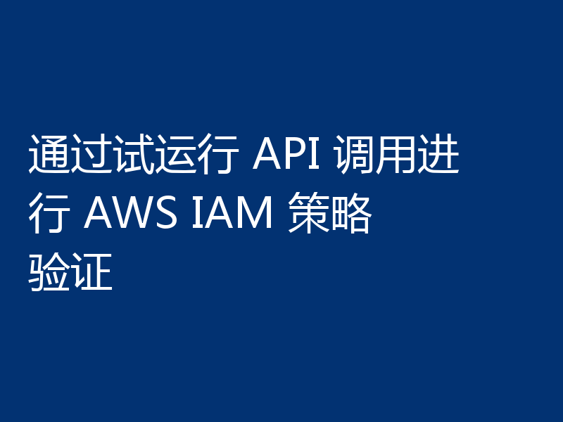 通过试运行 API 调用进行 AWS IAM 策略验证