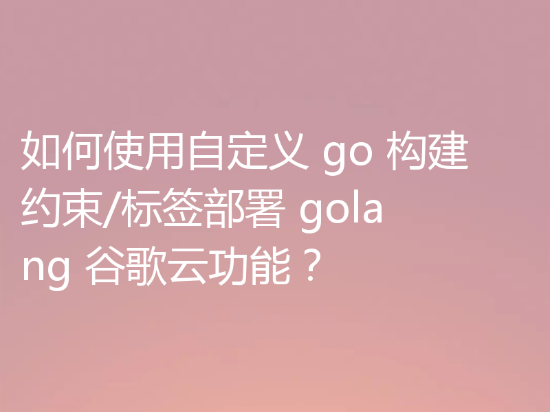 如何使用自定义 go 构建约束/标签部署 golang 谷歌云功能?