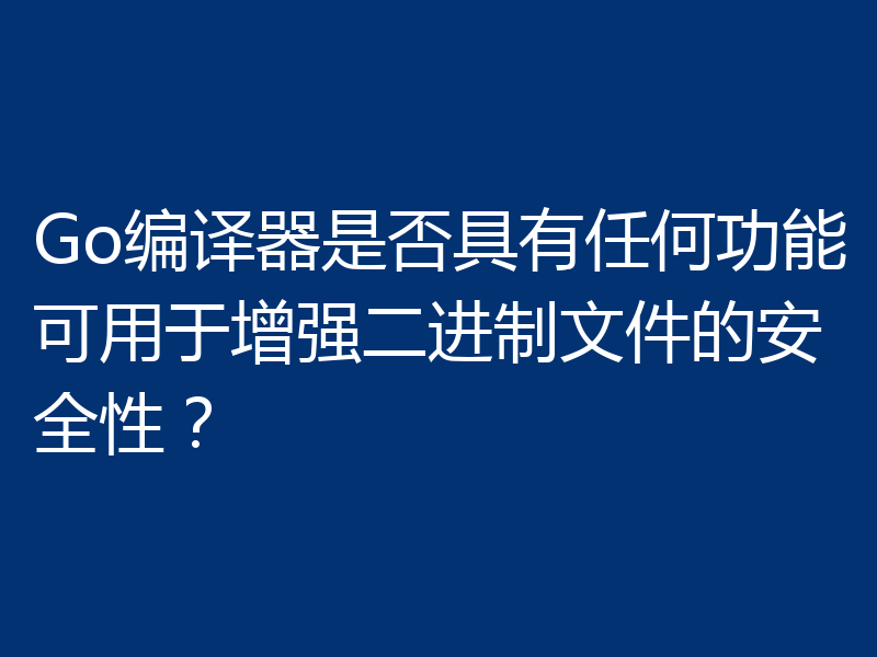 Go编译器是否具有任何功能可用于增强二进制文件的安全性?