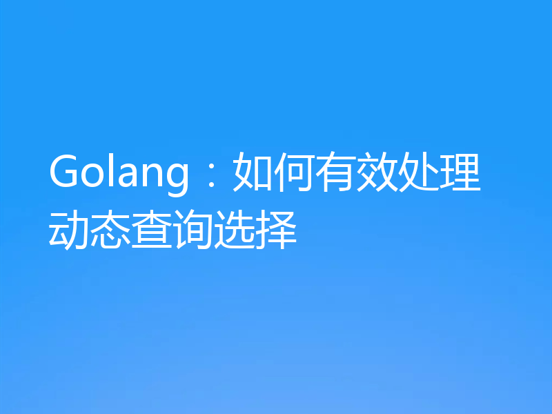 Golang:如何有效处理动态查询选择
