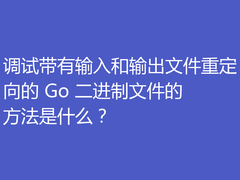 调试带有输入和输出文件重定向的 Go 二进制文件的方法是什么?