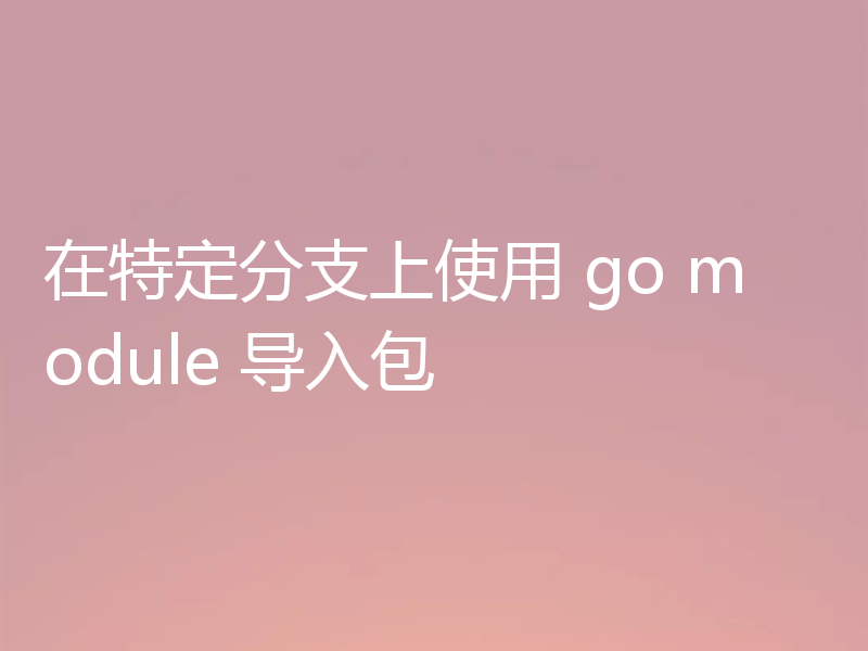 在特定分支上使用 go module 导入包