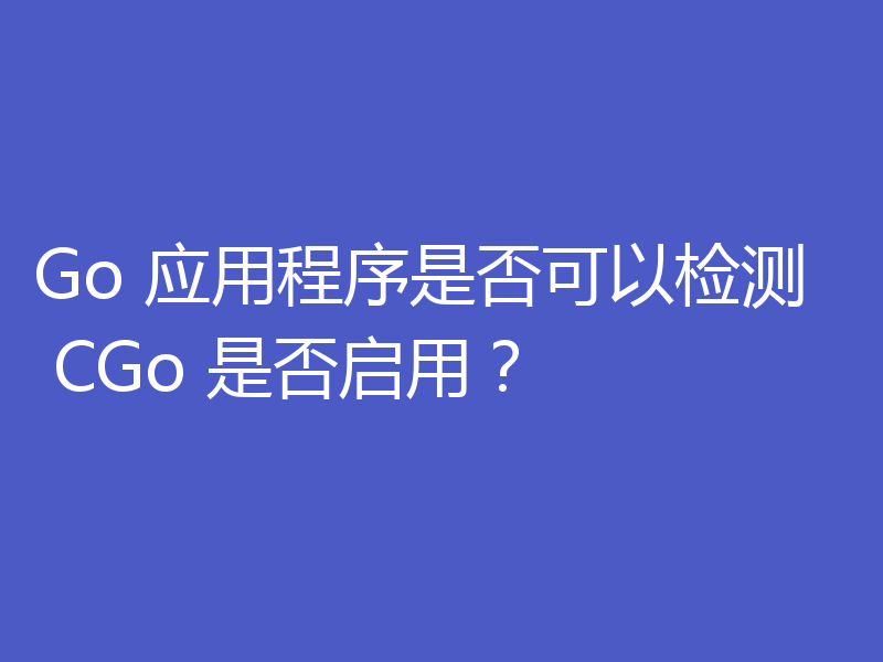 Go 应用程序是否可以检测 CGo 是否启用?