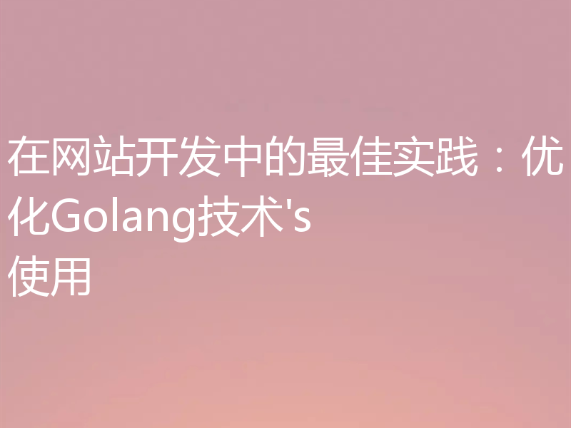 在网站开发中的最佳实践:优化Golang技术's 使用