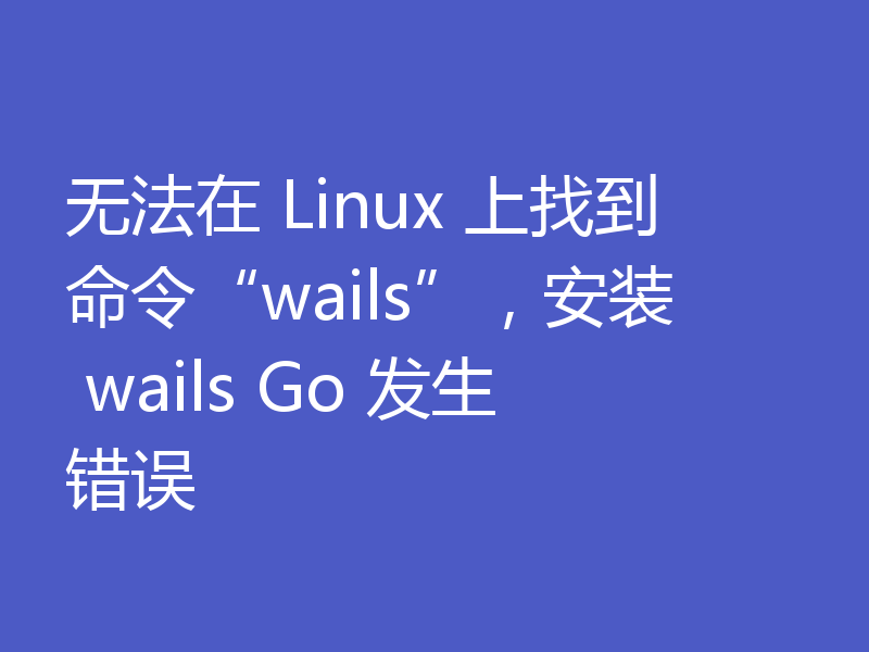 无法在 Linux 上找到命令“wails”,安装 wails Go 发生错误